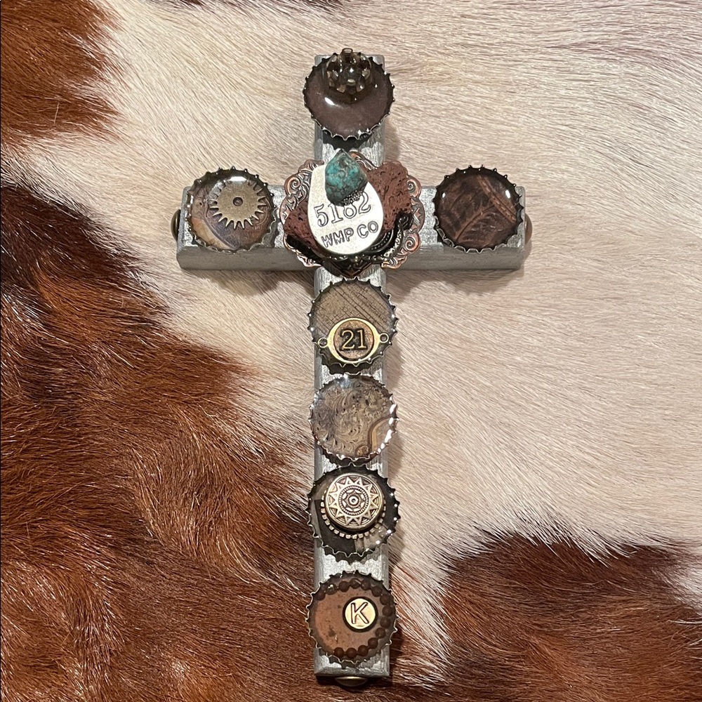 Unique Bottle Cap Cross Decor